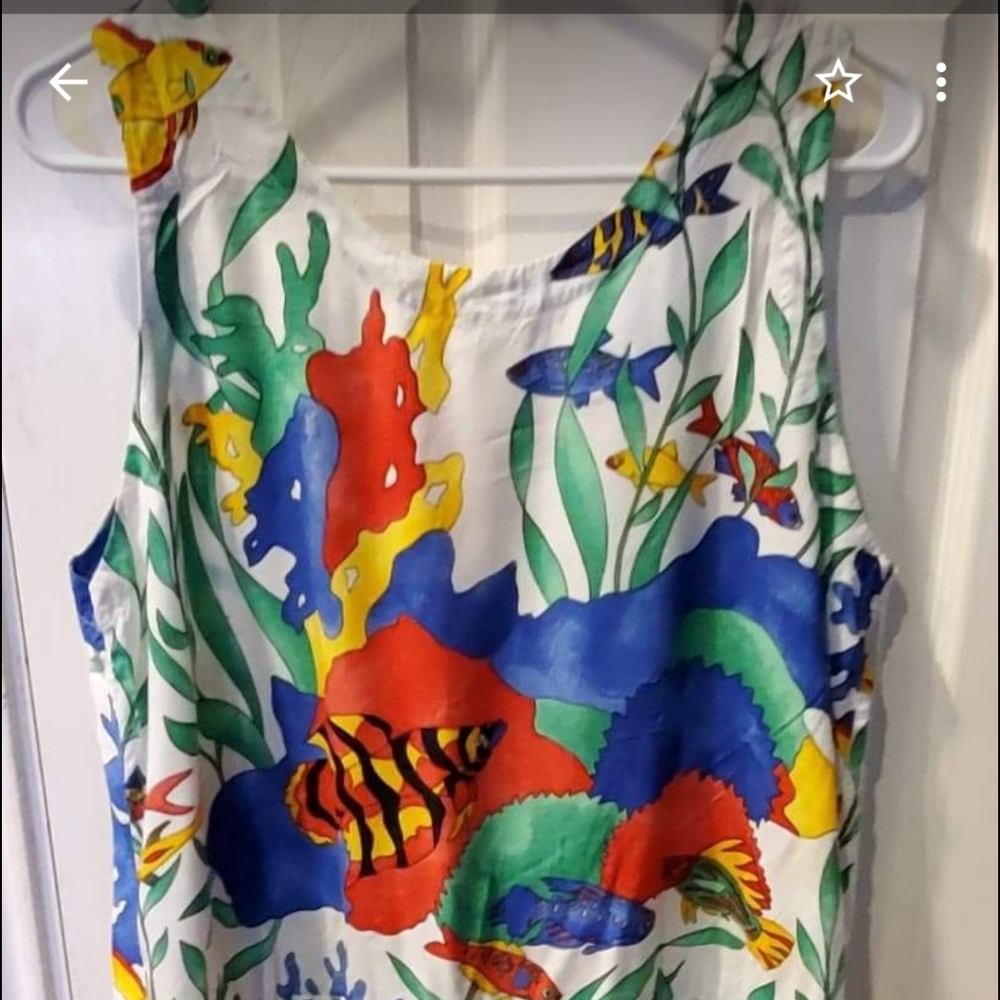 VINTAGE T. JEHNSEN INC AQUATIC VIBRANT LARGE DRESS